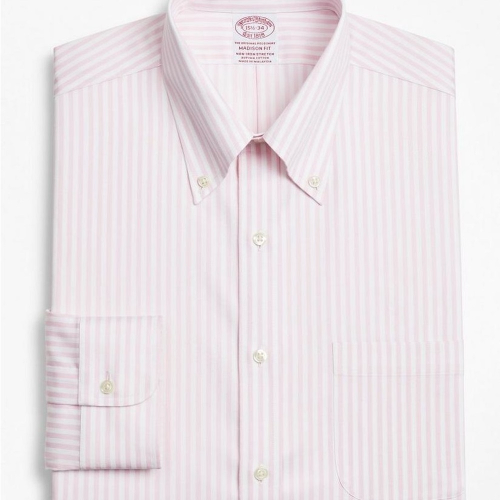 Brooks Brothers Stretch Madison Relaxed-Fit Dress Shirt, size L